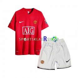Manchester Utd drakt 2007 Retro Hjemmetrøye Kort erm , Barnesett