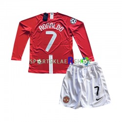 Manchester Utd drakt Cristiano Ronaldo 7 Champion League 2007 Retro Hjemmetrøye Lang erm , Barnesett