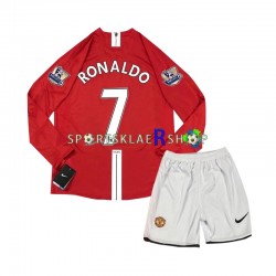 Manchester Utd drakt Cristiano Ronaldo 7 2007 Retro Hjemmetrøye Lang erm , Barnesett