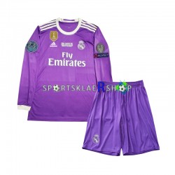 Real Madrid drakt 2016 Retro Bortetrøye Lang erm , Barnesett