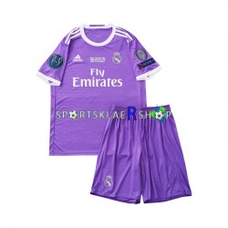 Real Madrid drakt 2016 Retro Bortetrøye Kort erm , Barnesett