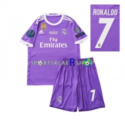 Real Madrid drakt Cristiano Ronaldo 7 2016 Retro Bortetrøye Kort erm , Barnesett