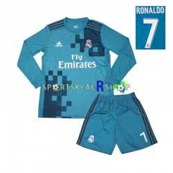 Real Madrid drakt Cristiano Ronaldo 7 2017 Retro Tredjetrøye Lang erm , Barnesett