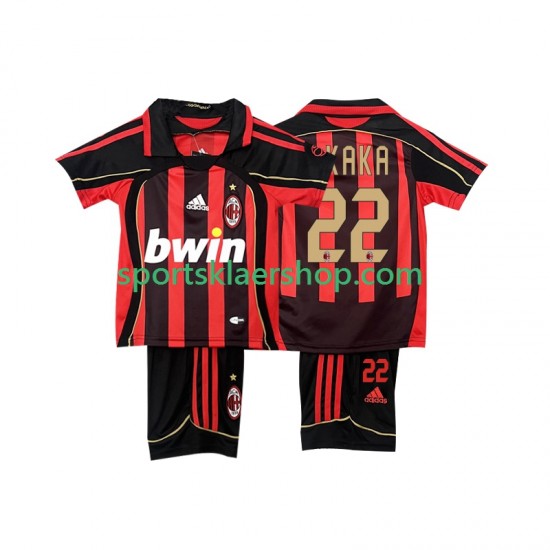 AC Milan drakt KAKA 22 -2007 Retro Hjemmetrøye Kort erm 2006 , Barnesett