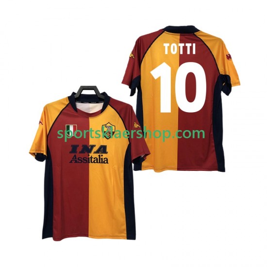 AS Roma drakt Totti 10 2000-2001 Retro Hjemmetrøye Kort erm , Herre