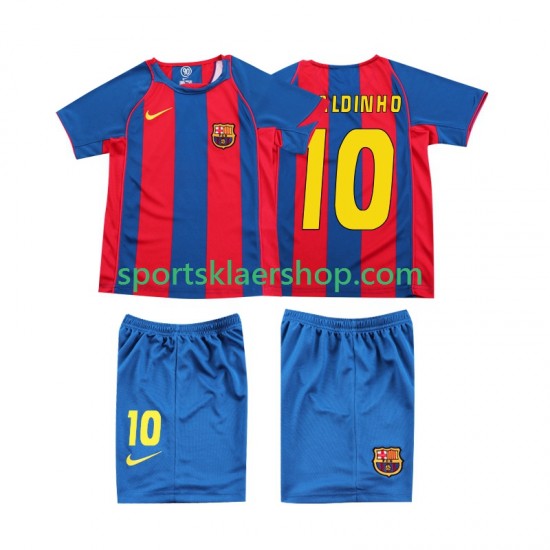 FC Barcelona drakt RONALDINHO 10 Retro Hjemmetrøye Kort erm 2004 , Barnesett