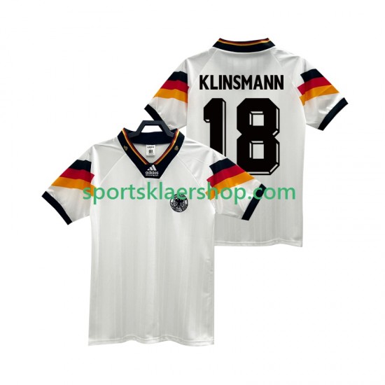 Tyskland drakt KLINSMANN 18 1992 Retro Hjemmetrøye Kort erm , Herre