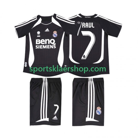 Real Madrid drakt RAUL 7 2007 Retro Bortetrøye Kort erm 2006 , Barnesett