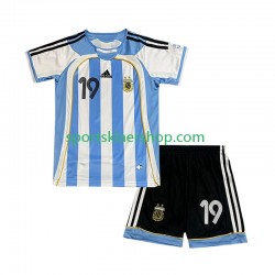 Argentina drakt Lionel Messi 19 Retro Hjemmetrøye Kort erm 2006 , Barnesett