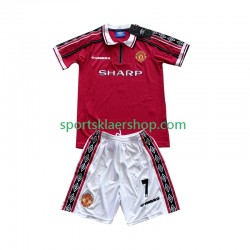 Manchester Utd drakt Beckham 7 1998 Retro Hjemmetrøye Kort erm 1999 , Barnesett