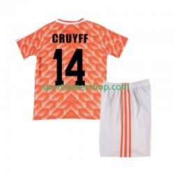Nederland drakt Cruyff 14 1988 Retro Hjemmetrøye Kort erm , Barnesett