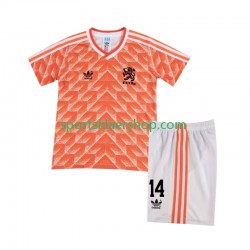 Nederland drakt Cruyff 14 1988 Retro Hjemmetrøye Kort erm , Barnesett