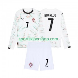 Portugal drakt Cristiano Ronaldo 7 Bortetrøye Lang erm 2025 , Barnesett