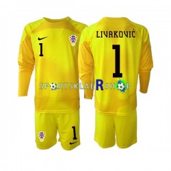 Kroatia drakt Dominik Livakovic 1 Keeper Hjemmetrøye Lang erm VM 2022 , Barnesett