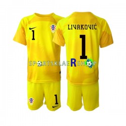 Kroatia drakt Dominik Livakovic 1 Keeper Hjemmetrøye Kort erm VM 2022 , Barnesett