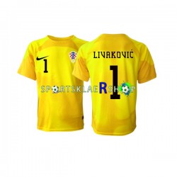 Kroatia drakt Dominik Livakovic 1 Keeper Hjemmetrøye Kort erm VM 2022 , Herre