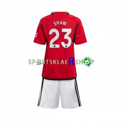 Manchester Utd drakt Luke Shaw 23 Hjemmetrøye Kort erm 2023-2024 , Barnesett
