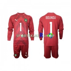 Marokko drakt Yassine Bounou 1 Keeper Hjemmetrøye Lang erm 2022 , Barnesett