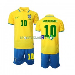 Brasil drakt Ronaldinho 10 Hjemmetrøye Kort erm VM 2022 , Barnesett