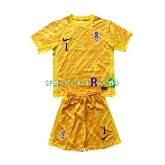 Kroatia drakt DOMINIK LIVAKOVIC 1 Keeper Hjemmetrøye Kort erm Euro 2024 , Barnesett