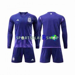 Argentina drakt 3 Stars Bortetrøye Lang erm VM 2022 , Barnesett