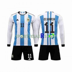 Argentina drakt 3 Stars Di Maria 11 Hjemmetrøye Lang erm VM 2022 , Barnesett