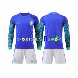 Brasil drakt Bortetrøye Lang erm VM 2022 , Barnesett