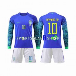 Brasil drakt Neymar Jr 10 Bortetrøye Lang erm VM 2022 , Barnesett