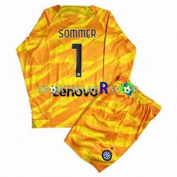 Inter Milan drakt Sommer 1 Keeper Hjemmetrøye Lang erm 2023-2024 , Barnesett