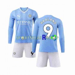 Manchester City drakt Haaland 9 Hjemmetrøye Lang erm 2023-2024 , Barnesett