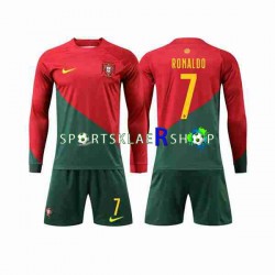 Portugal drakt Ronaldo 7 Hjemmetrøye Lang erm VM 2022 , Barnesett