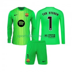 FC Barcelona drakt Ter Stegen 1 Keeper Hjemmetrøye Lang erm 2025-2026 , Barnesett FC Barcelona drakt Ter Stegen 1 Keeper Hjemmetrøye Lang erm 2025-2026 , Barnesett