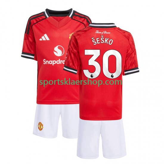 Manchester Utd drakt Benjamin Sesko 30 Hjemmetrøye Kort erm 2025-2026 , Barnesett Manchester Utd drakt Benjamin Sesko 30 Hjemmetrøye Kort erm 2025-2026 , Barnesett