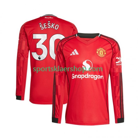 Manchester Utd drakt Benjamin Sesko 30 Hjemmetrøye Lang erm 2025-2026 , Herre