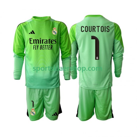 Real Madrid drakt Thibaut Courtois 1 Bortetrøye Lang erm 2025-2026 , Barnesett