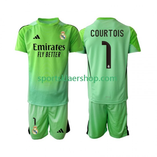 Real Madrid drakt Thibaut Courtois 1 Bortetrøye Kort erm 2025-2026 , Barnesett