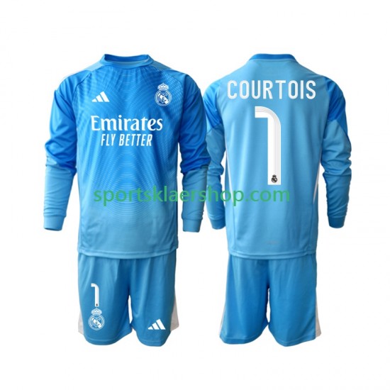 Real Madrid drakt Thibaut Courtois 1 Hjemmetrøye Lang erm 2025-2026 , Barnesett