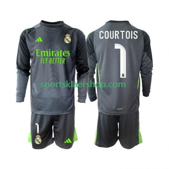 Real Madrid drakt Thibaut Courtois 1 Tredjetrøye Lang erm 2025-2026 , Barnesett