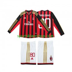 AC Milan drakt RONALDINHO 80 2013 2014 Retro Hjemmetrøye Lang erm , Barnesett AC Milan drakt RONALDINHO 80 2013 2014 Retro Hjemmetrøye Lang erm , Barnesett
