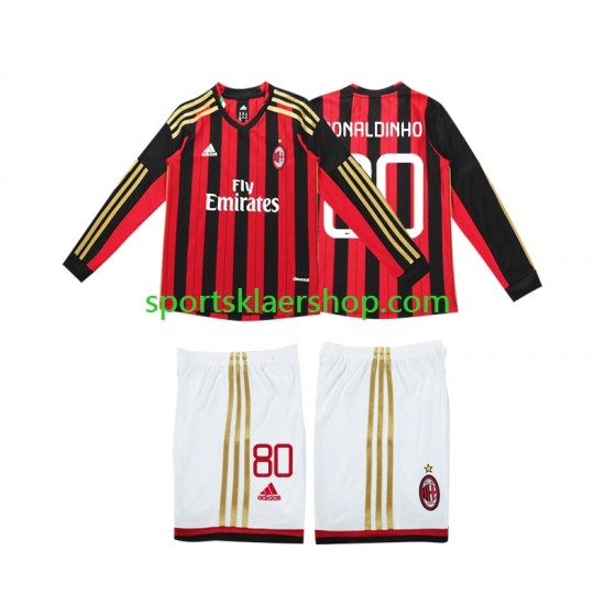 AC Milan drakt RONALDINHO 80 2013 2014 Retro Hjemmetrøye Lang erm , Barnesett