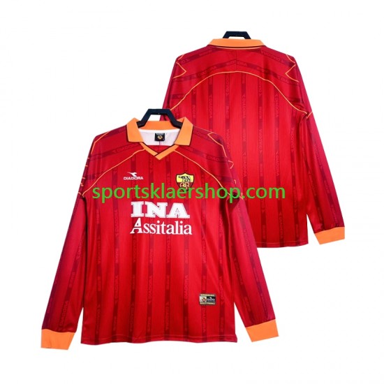 AS Roma drakt 2000 Retro Hjemmetrøye Lang erm 1999 , Herre