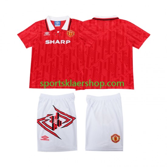 Manchester Utd drakt 1993 Retro Hjemmetrøye Kort erm 1994 , Barnesett