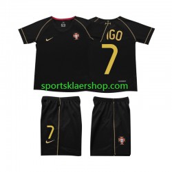 Portugal drakt FIGO 7 Retro Bortetrøye Kort erm 2006 , Barnesett