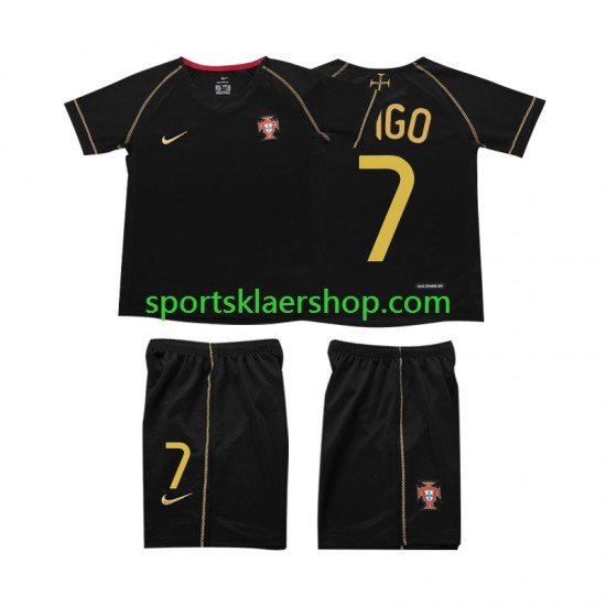 Portugal drakt FIGO 7 Retro Bortetrøye Kort erm 2006 , Barnesett
