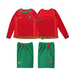 Portugal drakt Retro Hjemmetrøye Lang erm 2004 , Barnesett