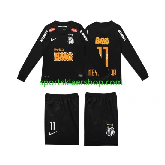 drakt Santos NEYMAR JR 11 Classic 2012 2013 Retro Bortetrøye Lang erm , Barnesett