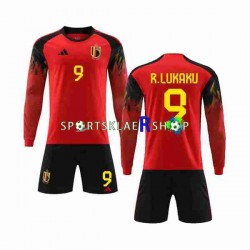 Belgia drakt R.LUKAKU 9 Hjemmetrøye Lang erm VM 2022 , Barnesett