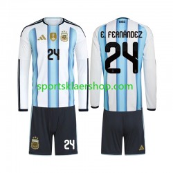 Argentina drakt Enzo Fernandez 24 Hjemmetrøye Lang erm VM 2026 , Barnesett
