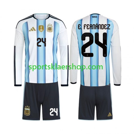 Argentina drakt Enzo Fernandez 24 Hjemmetrøye Lang erm VM 2026 , Barnesett