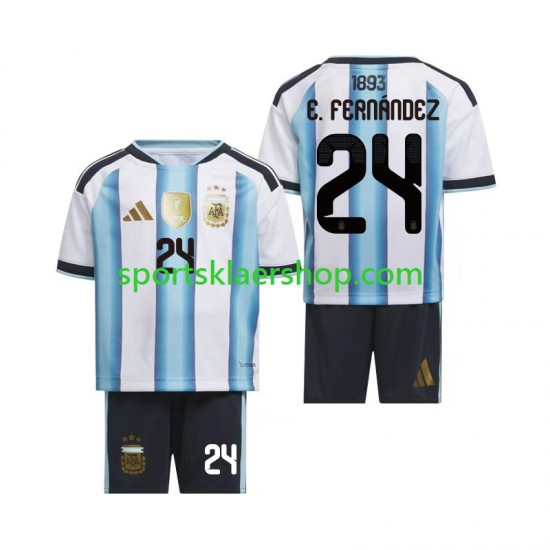 Argentina drakt Enzo Fernandez 24 Hjemmetrøye Kort erm VM 2026 , Barnesett